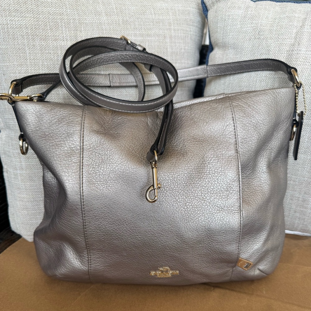 Coach hobo Crossbody bag metallic silver NWOT
